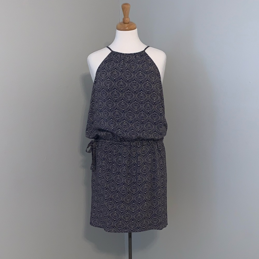 Esley Collection Navy Patterned Dress